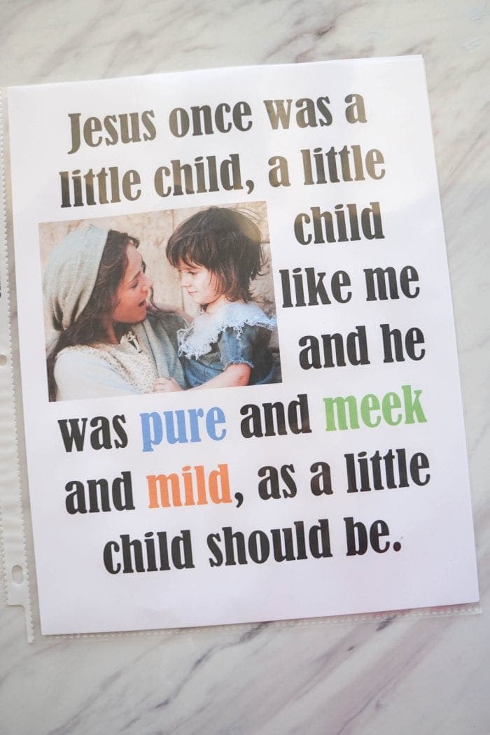 Jesus Once Was a Little Child printable Flip Chart for Singing time for primary choristers / music leaders. #LDS #Primary #MusicLeaders #PrimaryChorister #Chorister #ImaMormon #SingingTime