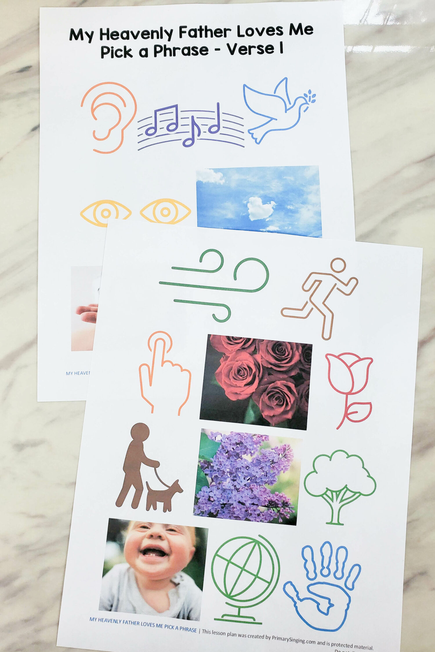My Heavenly Father Loves Me - Primary Singing Time Game - Pick a Picture Phrase. Use these keyword pictures that represent a line of the song to help teach the lyrics. With printable song helps for LDS Primary music leaders.
