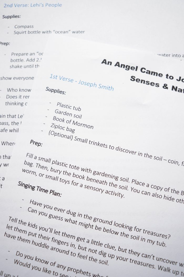 Bring in elements of nature to engage the senses and bring An Angel Came to Joseph Smith song to life! Singing time lesson plan for primary choristers / music leaders. #LDS #Primary #MusicLeaders #PrimaryChorister #Chorister #ImaMormon #SingingTime