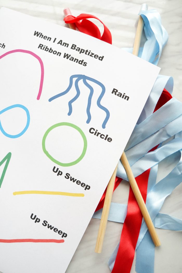 When I Am Baptized Ribbon Wands pattern / game idea for teaching! Singing time lesson plan for primary choristers / music leaders. #LDS #Primary #MusicLeaders #PrimaryChorister #Chorister #ImaMormon #SingingTime