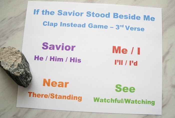 If the Savior Stood Beside Me clap instead game easy and fun no-prep singing time ideas for LDS Primary music leaders to teach If the Savior Stood Beside Me song from The Friend!