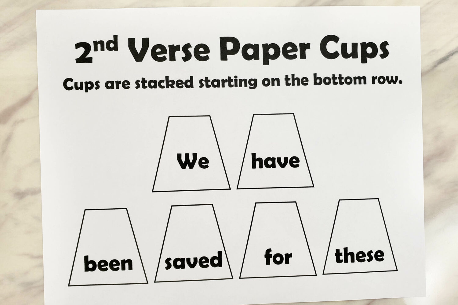 We'll Bring the World His Truth Cup Stacking singing time game - Bring in a set of plastic cups and stack them one line at a time as you learn the song and talk about the meaning of each line in a very visually interesting and engaging activity for LDS Primary music leaders.