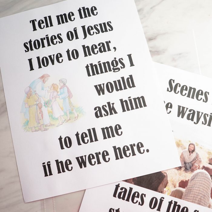 Tell me the stories of Jesus Flip Chart and lyrics printables for Primary singing time