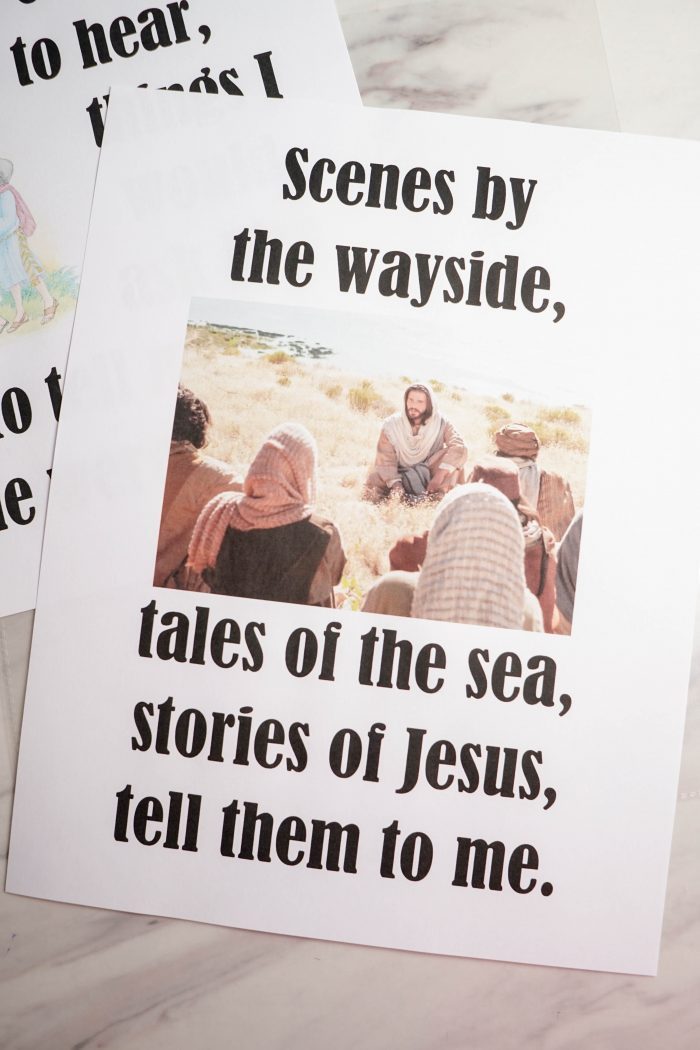 Tell Me the Stories of Jesus - Free Printable Flip Chart for LDS Primary Music Leaders! Help the kids learn this beautiful Primary song with this helpful resource!