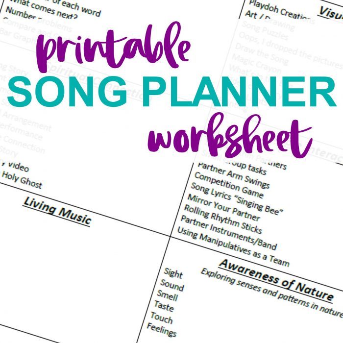 Printable song planner worksheet - quickly and easily plan lesson plans for primary songs for singing time using a variety of learning styles and 12 fun and easy activities for each. Helpful resource for LDS Primary music leaders or any music teacher.