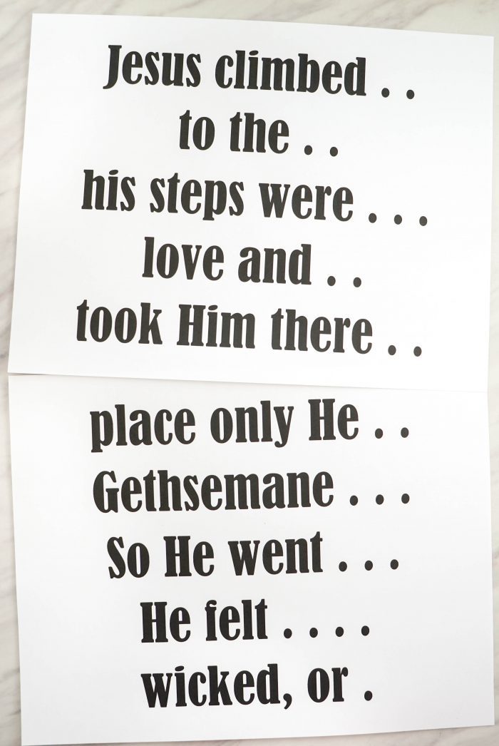 Gethsemane What Comes Next Activity - Primary Singing Time Lesson Plan and Ideas for LDS Music Leaders or home study of Come Follow Me!
