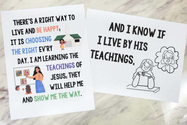 Shop Choose the Right Way Flip Chart visual aids illustrations and lyrics to help you teach this song for LDS Primary music leaders singing time helps