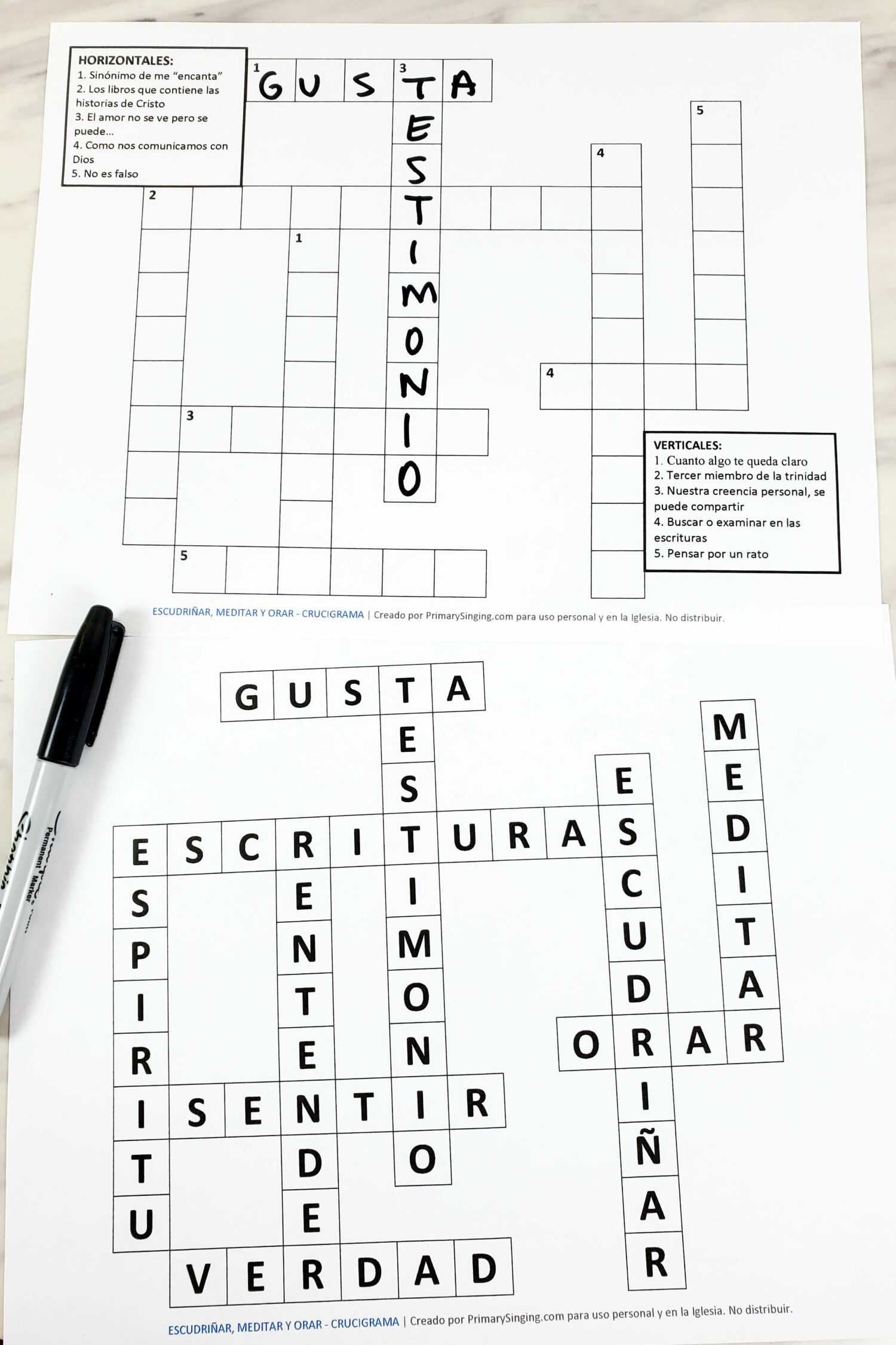 Escudriñar, meditar y orar Crucigrama 3 Este juego de Escudriñar, meditar y orar Crucigrama, ayuda a involucrar tanto a los estudiantes de palabras como a los lógicos. ¡También integrarás perfectamente la enseñanza de la letra y el significado de la canción mientras la enseñas de una manera divertida! Para líderes de música de la Primaria el tiempo de cantar. SUD