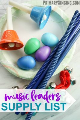 Primary Music Leaders essential supply list and dream wishlist! All the resources you may want for a well rounded Primary closet for singing time! Perfect for LDS families and leaders and for home use, too.