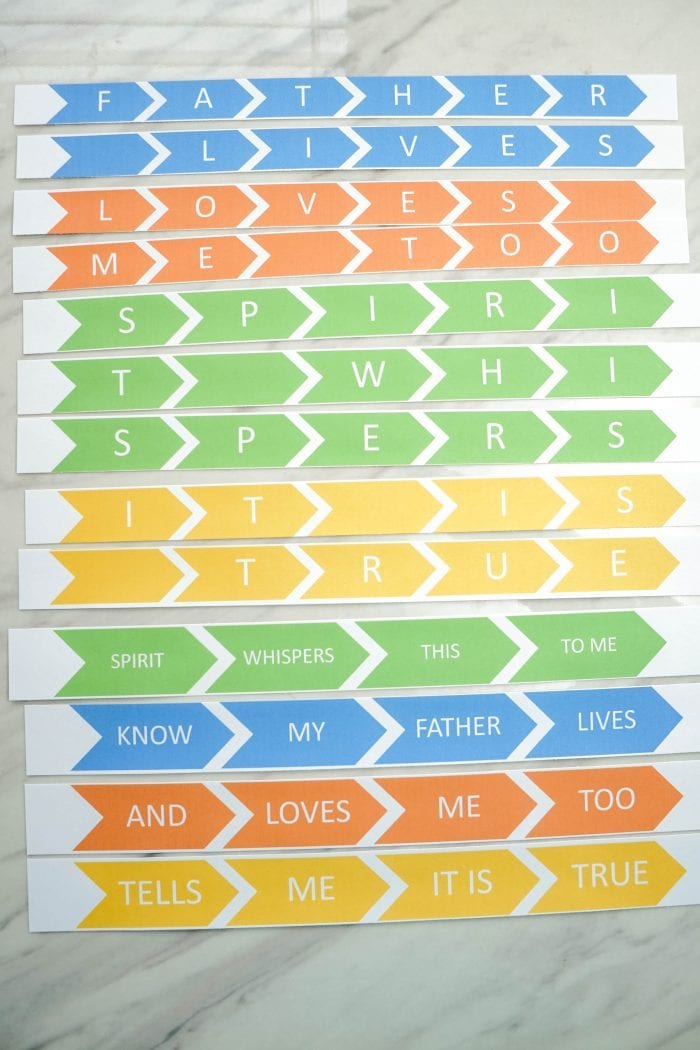 Singing Time ideas for I Know My Father Lives printable Letter and Word Puzzles! An easy lesson plan or game / activity for LDS Primary Music Leaders and for Come Follow Me home study!