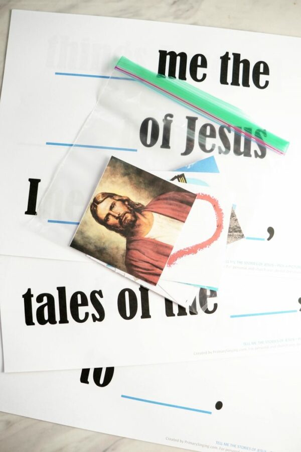 Tell Me the Stories of Jesus - Pick a Picture lesson plan and activity for LDS Primary Singing Time music leaders and home study of Come, Follow Me for families!