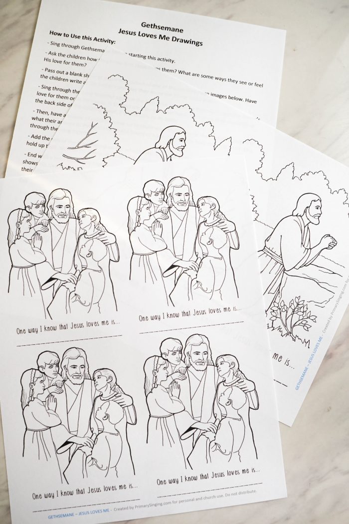 Gethsemane Coloring Pages - An easy activity and lesson plan for LDS Primary Singing Time for Music Leaders! Also a fun extension activity for Come, Follow Me study.