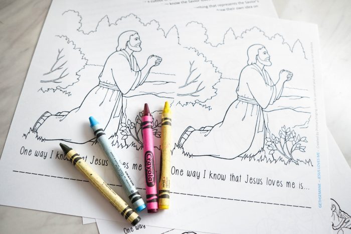 Teaching Gethsemane - Jesus Loves Me Coloring Pages - An easy activity and lesson plan for LDS Primary Singing Time for Music Leaders! Also a fun extension activity for Come, Follow Me study.