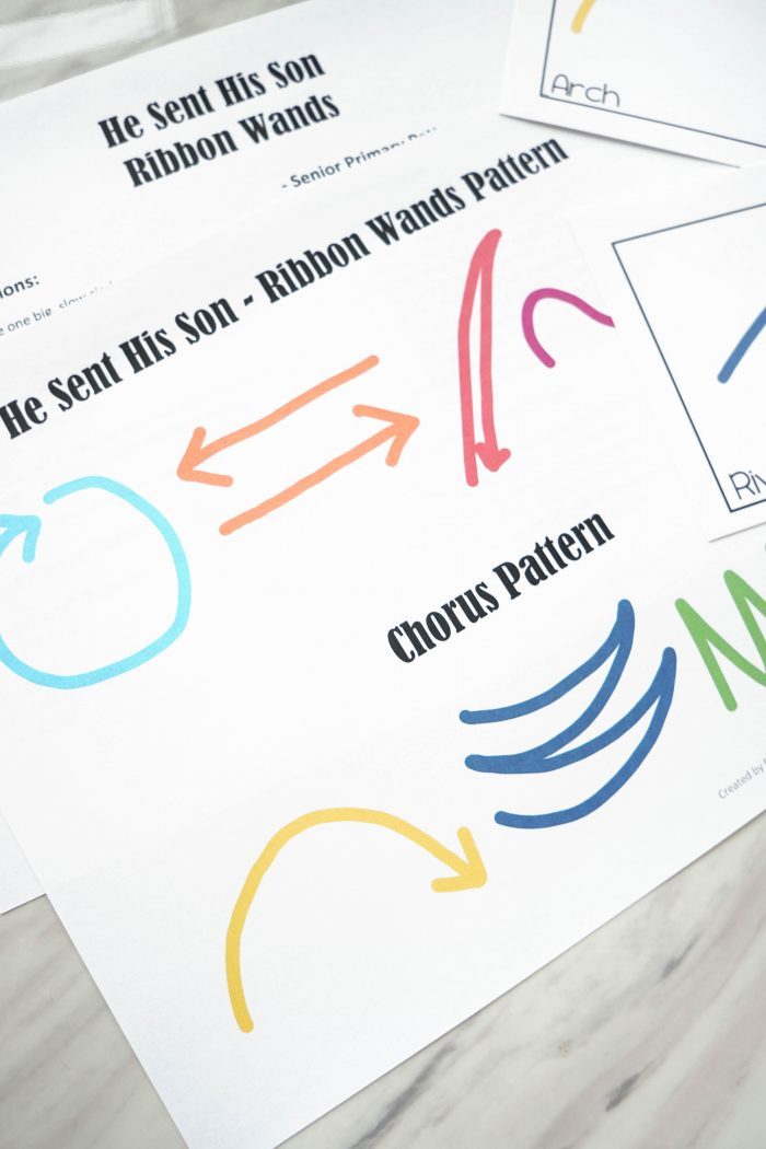 He Sent His Son Ribbon Wands Activity for LDS Primary Singing Time ideas and lesson plan for music leaders and choristers! A fun movement activity for Come, Follow Me study, as well.