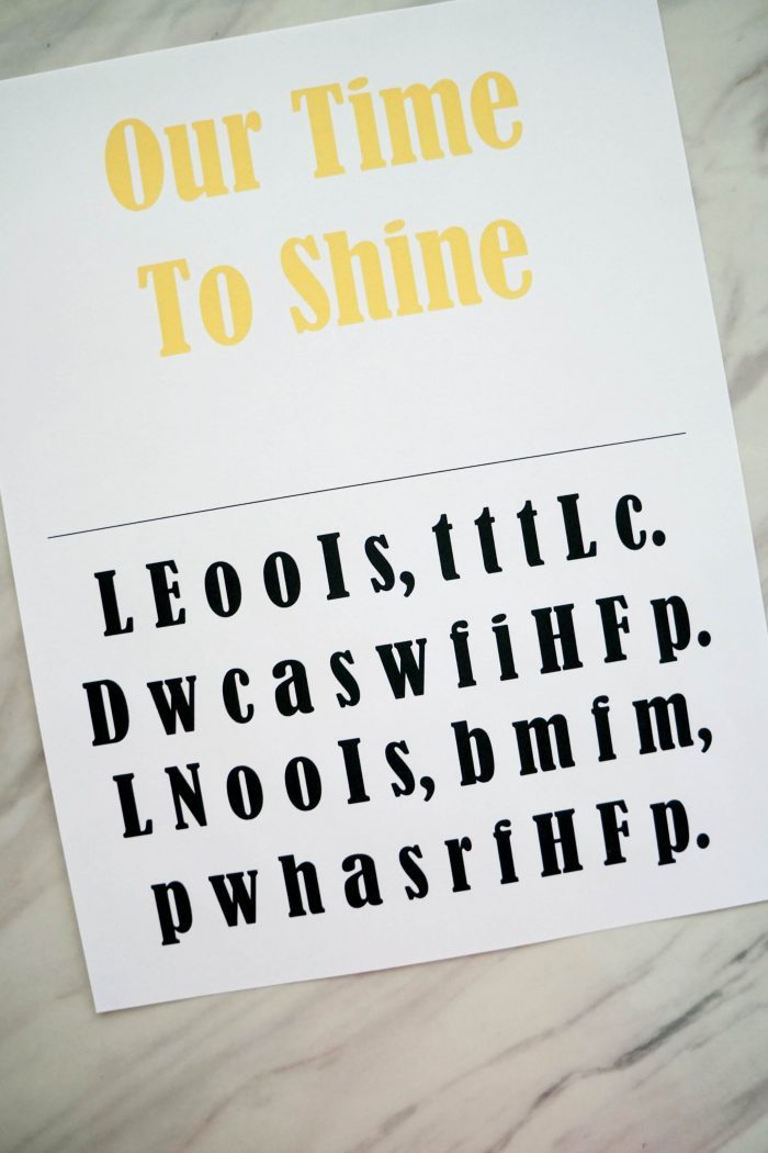 Our Time to Shine First Letters Game singing time ideas for LDS primary music leaders teaching this song