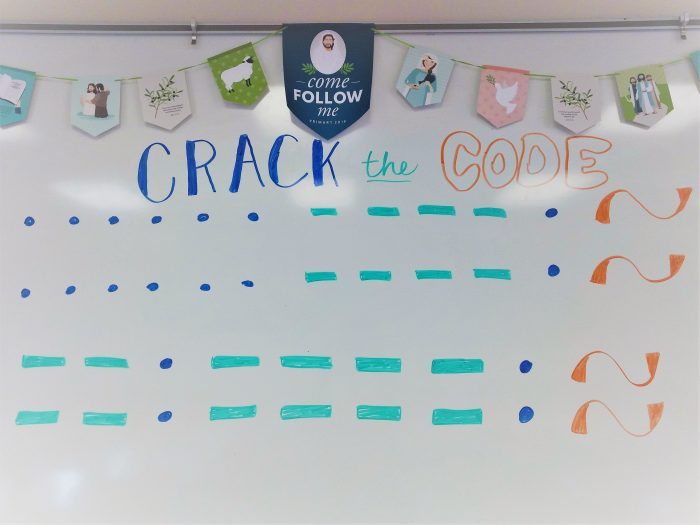 Tell Me the Stories of Jesus Crack the Code singing time idea for Primary