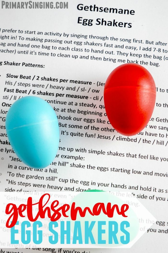 Teach the melody in this Gethsemane Egg Shakers singing time idea. This beautiful LDS Primary song lesson plan includes printable helps for music leaders.