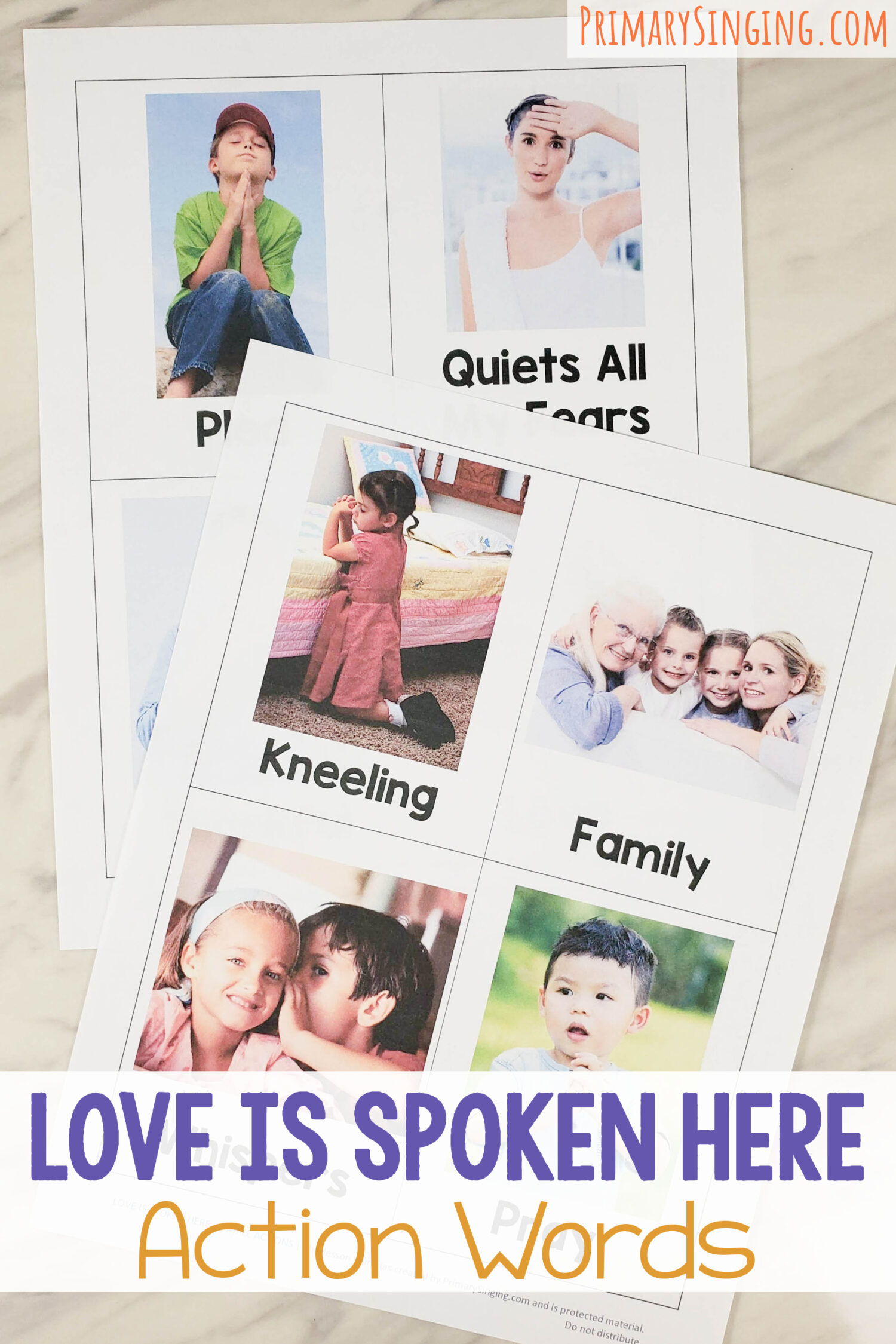 Love is Spoken Here Simple Actions 1 Love is Spoken Here Simple Action Words - Use an action with your hands to represent each line of the song to help the younger Primary children learn and remember the song lyrics in this fun movement activity! Lesson plan for LDS primary music leaders and families for Come Follow Me to teach this beautiful song for Mother's Day or anytime of the year.