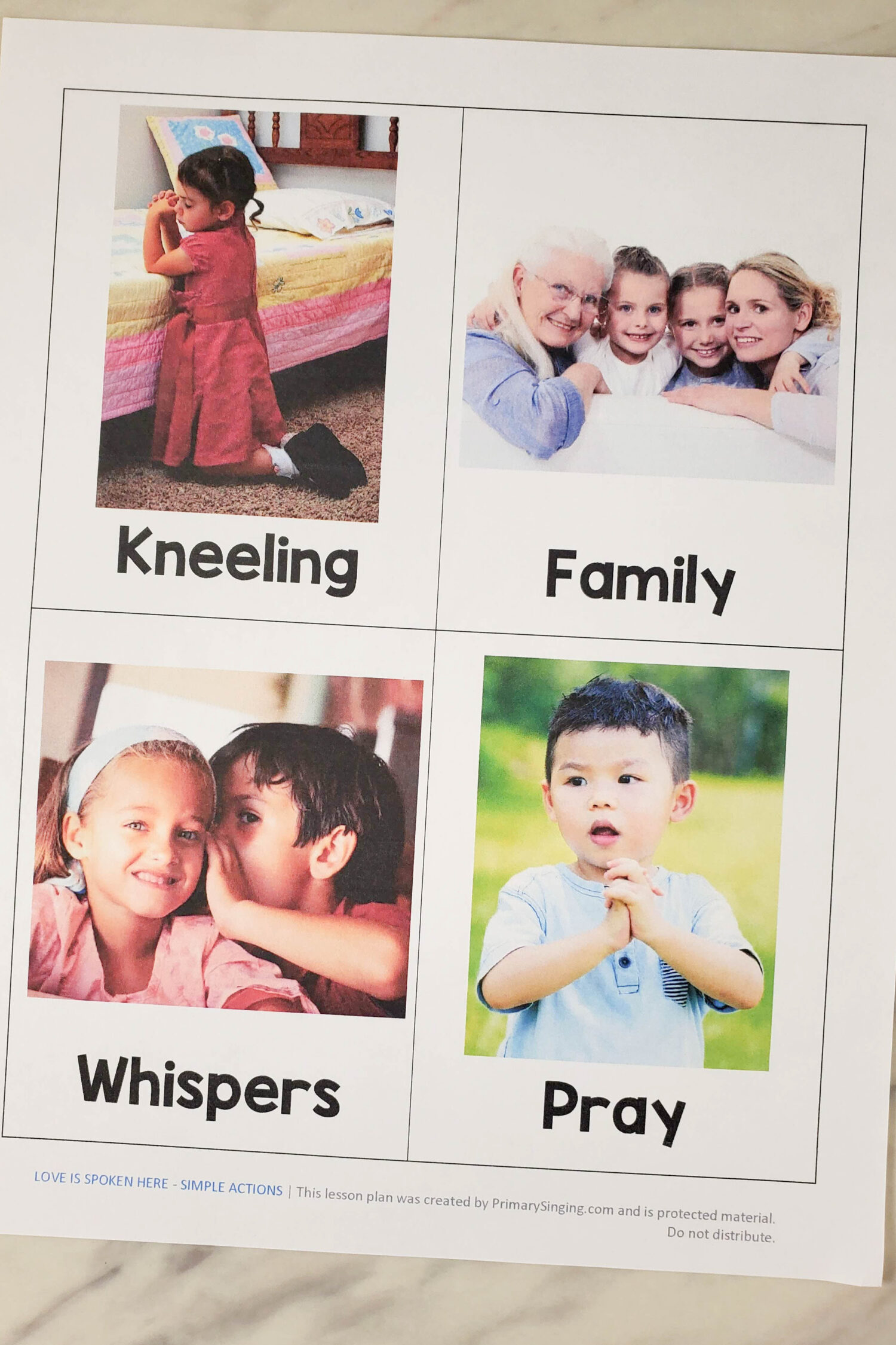 Love is Spoken Here Simple Actions 2 Love is Spoken Here Simple Action Words - Use an action with your hands to represent each line of the song to help the younger Primary children learn and remember the song lyrics in this fun movement activity! Lesson plan for LDS primary music leaders and families for Come Follow Me to teach this beautiful song for Mother's Day or anytime of the year.