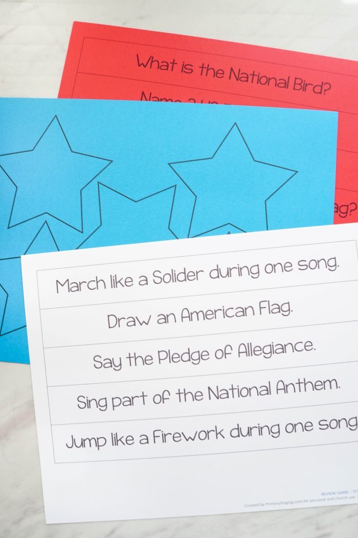 Primary Review Game - Stars and Stripes Easy ideas for Music Leaders Stars and Stripes Review Game