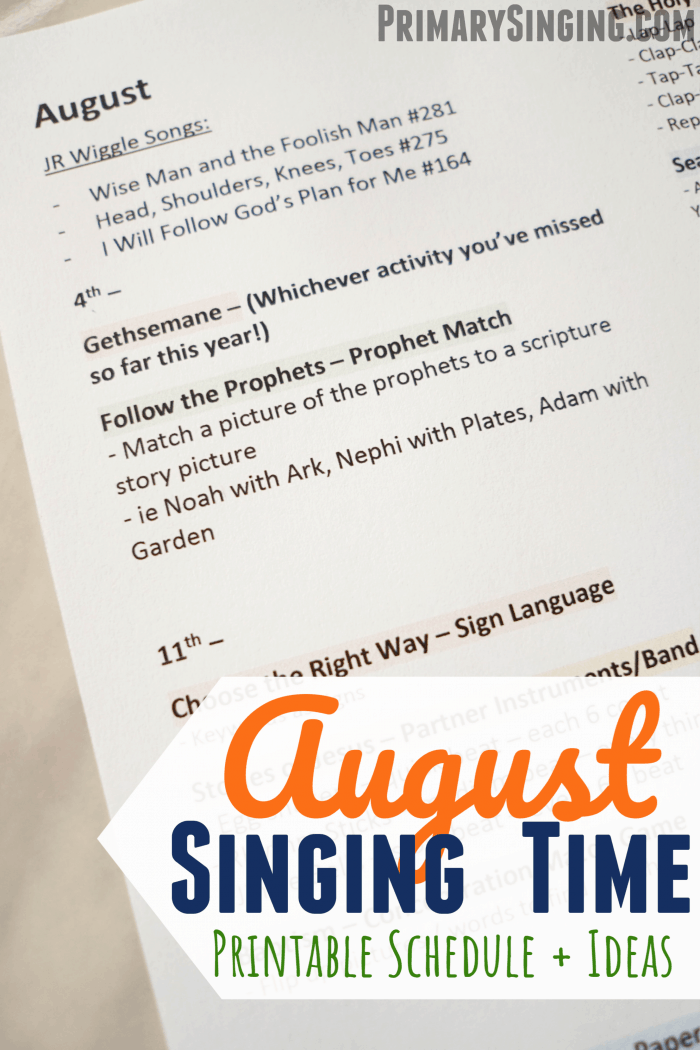 August Monthly Singing Time Pin