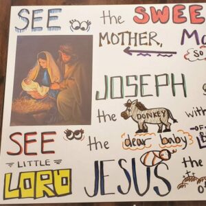 How to Make a Sing-Along Poster + The Nativity Song Easy singing time ideas for Primary Music Leaders Nativity Song Poster 5 sq