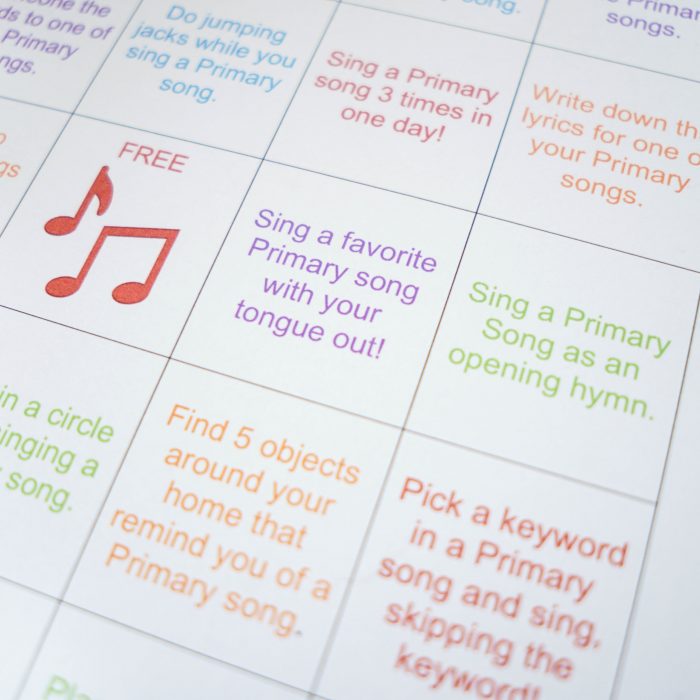 Singing Time Ideas for Home Church Easy ideas for Music Leaders Singing Time Bingo 07370 sq