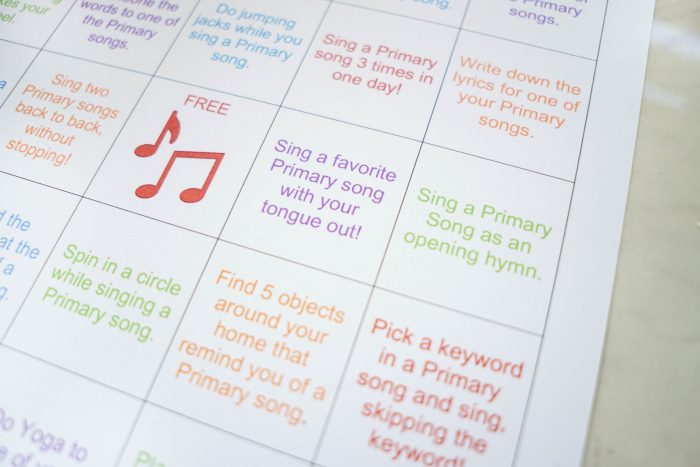 Singing Time Bingo Challenge Singing time ideas for Primary Music Leaders Singing Time Bingo 07370