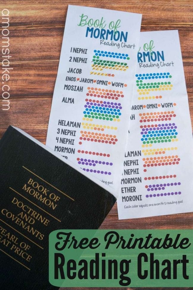 Book of Mormon Reading Chart printable bookmark