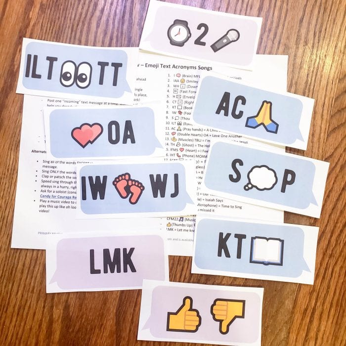 Printable Primary Songs Lesson Plan with Text Messages and Emojis! 