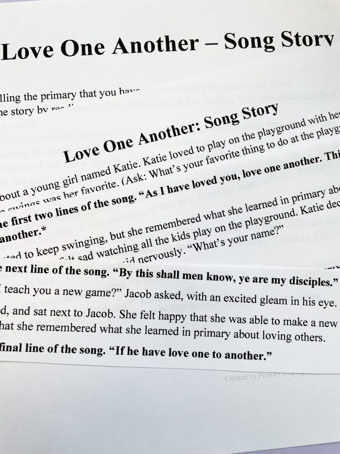 Teach Love One Another Song Story LDS Primary Singing Time Ideas for Primary music leaders