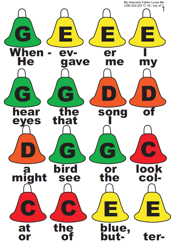 My Heavenly Father Loves Me - Hand Bells Easy singing time ideas for Primary Music Leaders my heavenly father loves me bell chart