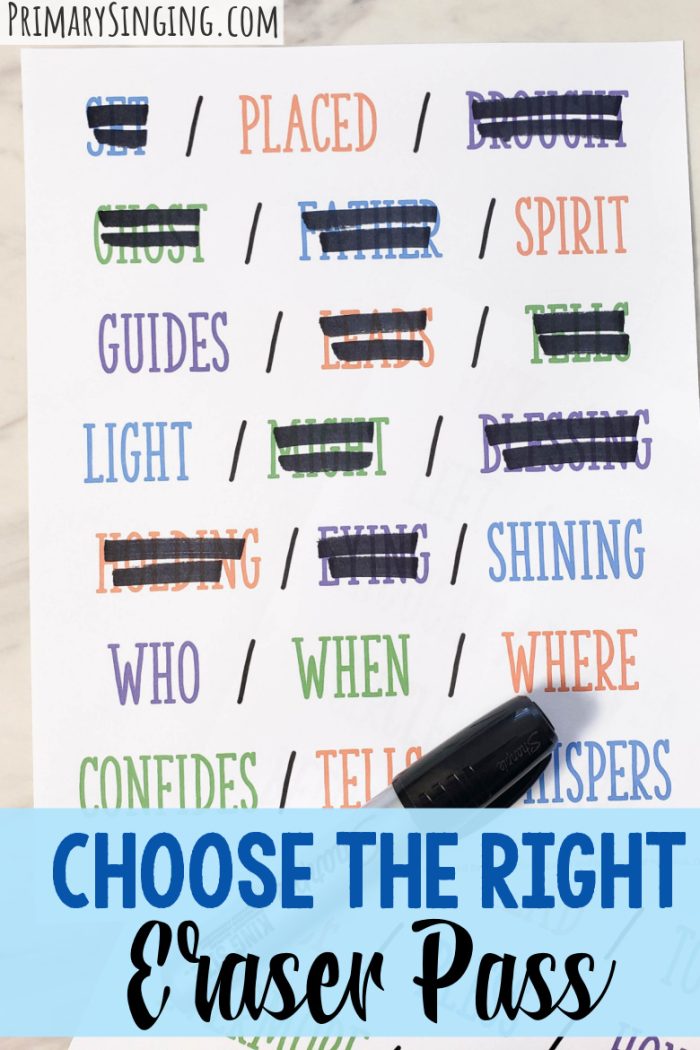 Choose the Right Singing Time Idea - Eraser Pass printable lesson plan