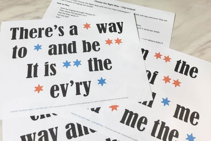 LDS Choose the Right Way Clap Instead printable lesson plan for Primary Singing Time!