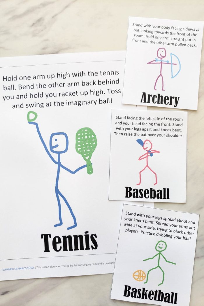 Teach the LDS Primary Song Faith with these Summer Olympic and sports Yoga Cards! 