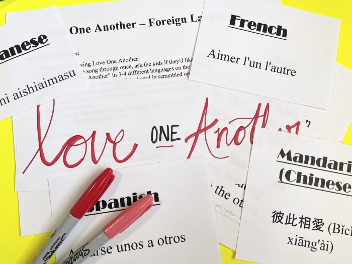 Love One Another Foreign Language - Singing time ideas and free printable lesson plan for Primary Music Leaders