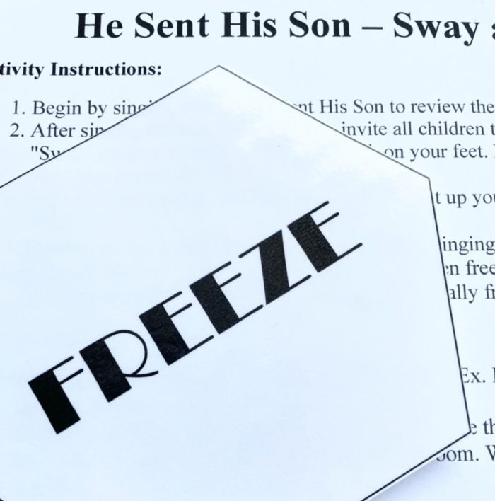 He Sent His Son Sway and Freeze Singing Time Idea with printable song helps for LDS Primary Music Leaders