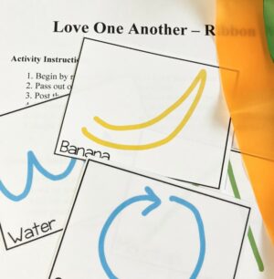 Love One Another ribbon wands singing time idea fun way to teach this LDS Primary song for music leaders or home Come Follow Me study.