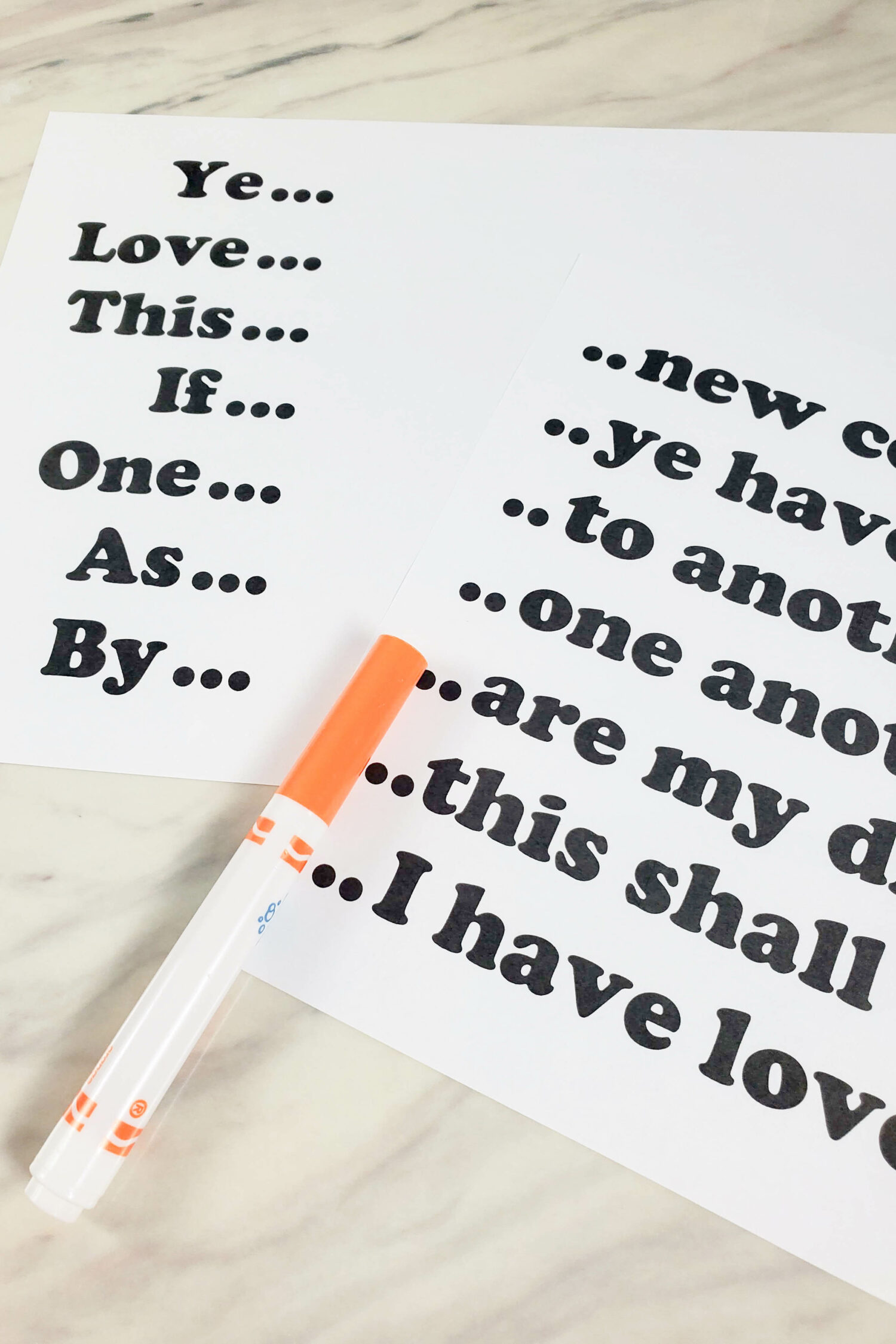 Love One Another line matching 2-page printables with marker