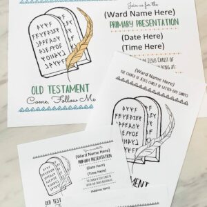 Old Testament Primary Program Cover for bulletin and printable invites, poster, and comment card! Fully editable PDF. Free printables for LDS Primary Music Leaders.