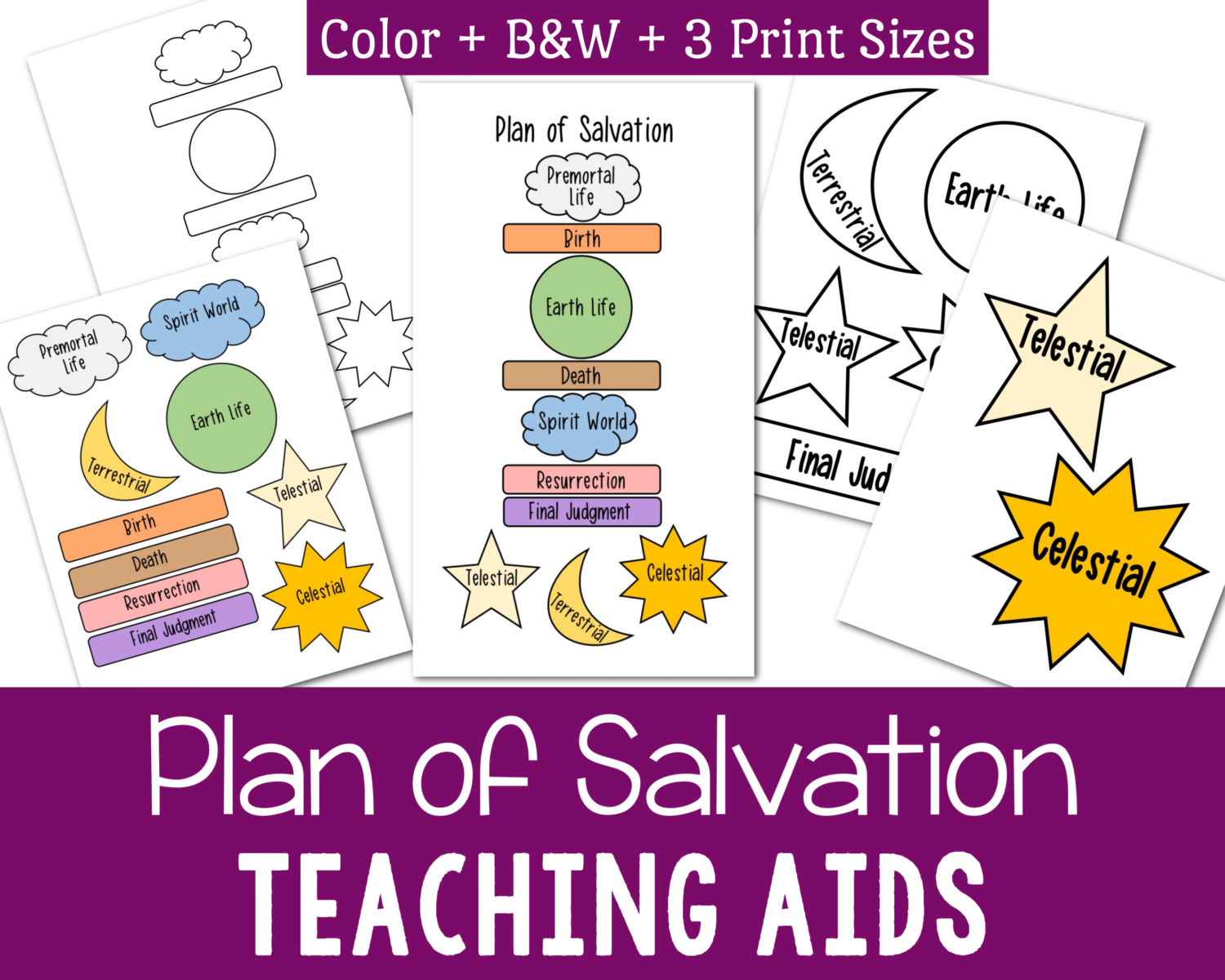 Plan of Salvation Teaching visual aids packet printable singing time helps primary sunday school seminary lesson plan