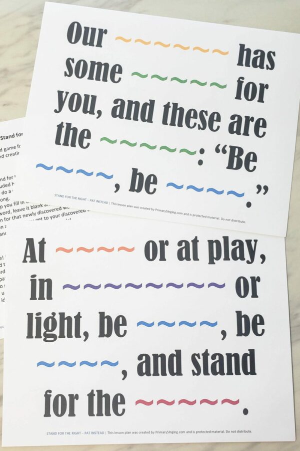 Shop: Stand for the Right Singing Time Packet Singing time ideas for Primary Music Leaders Stand for the Right Pat Instead 20220118 154039