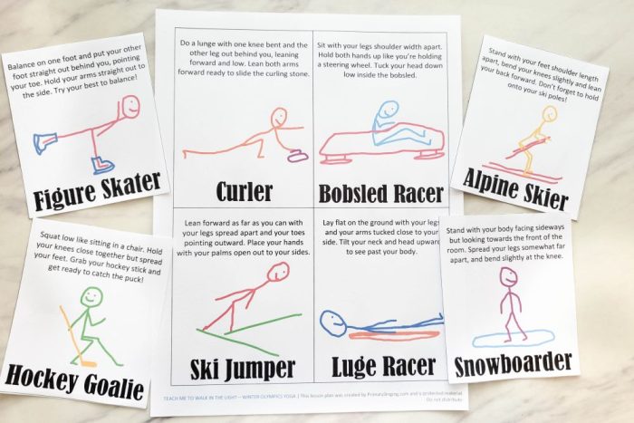 8 Winter Olympics Yoga Cards - Free printable cards and lesson plan