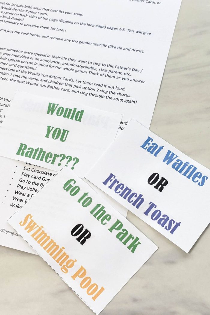 Printable Would You Rather Questions and Game