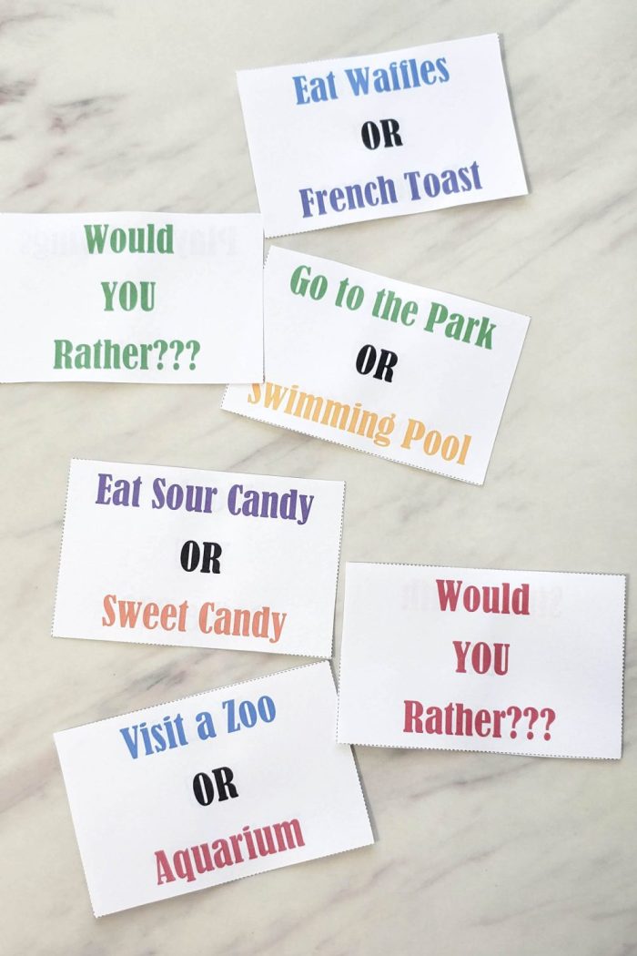 Would You Rather Printable Questions Game for Kids
