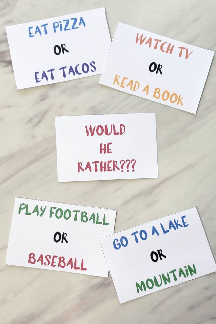 Would Dad Rather Printable Card Game for Father's Day with 8 questions