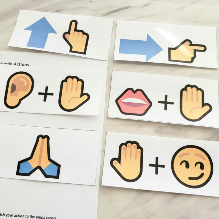 Teach A Child's Prayer in Primary Singing Time with simple actions - printable emoji cards