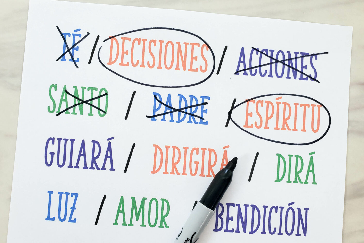 Haz el bien Código de palabras 6 ¡Pon a prueba sus habilidades en esta divertida idea para el tiempo de canto con Haz el bien Borra palabras! ¡Trabajarán juntos como equipo para ayudar a tachar todas las palabras INCORRECTAS hasta que queden solo las correctas! Para líderes de música de la Primaria el tiempo de cantar SUD