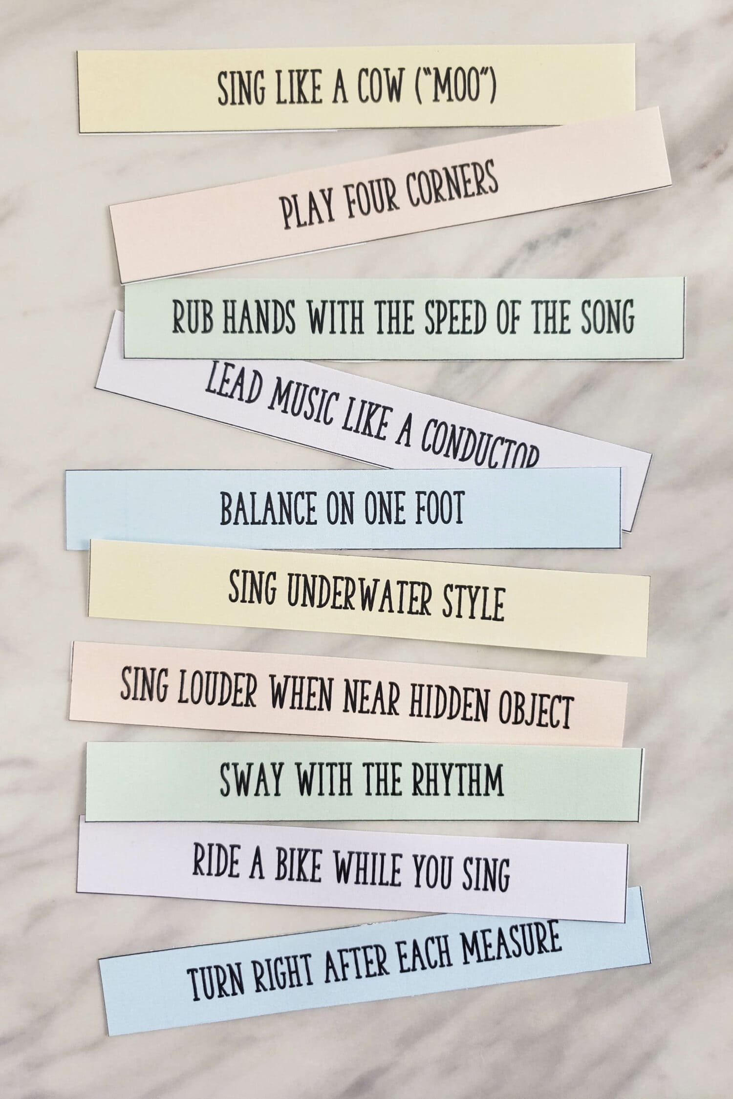Printable ways to sing primary cards