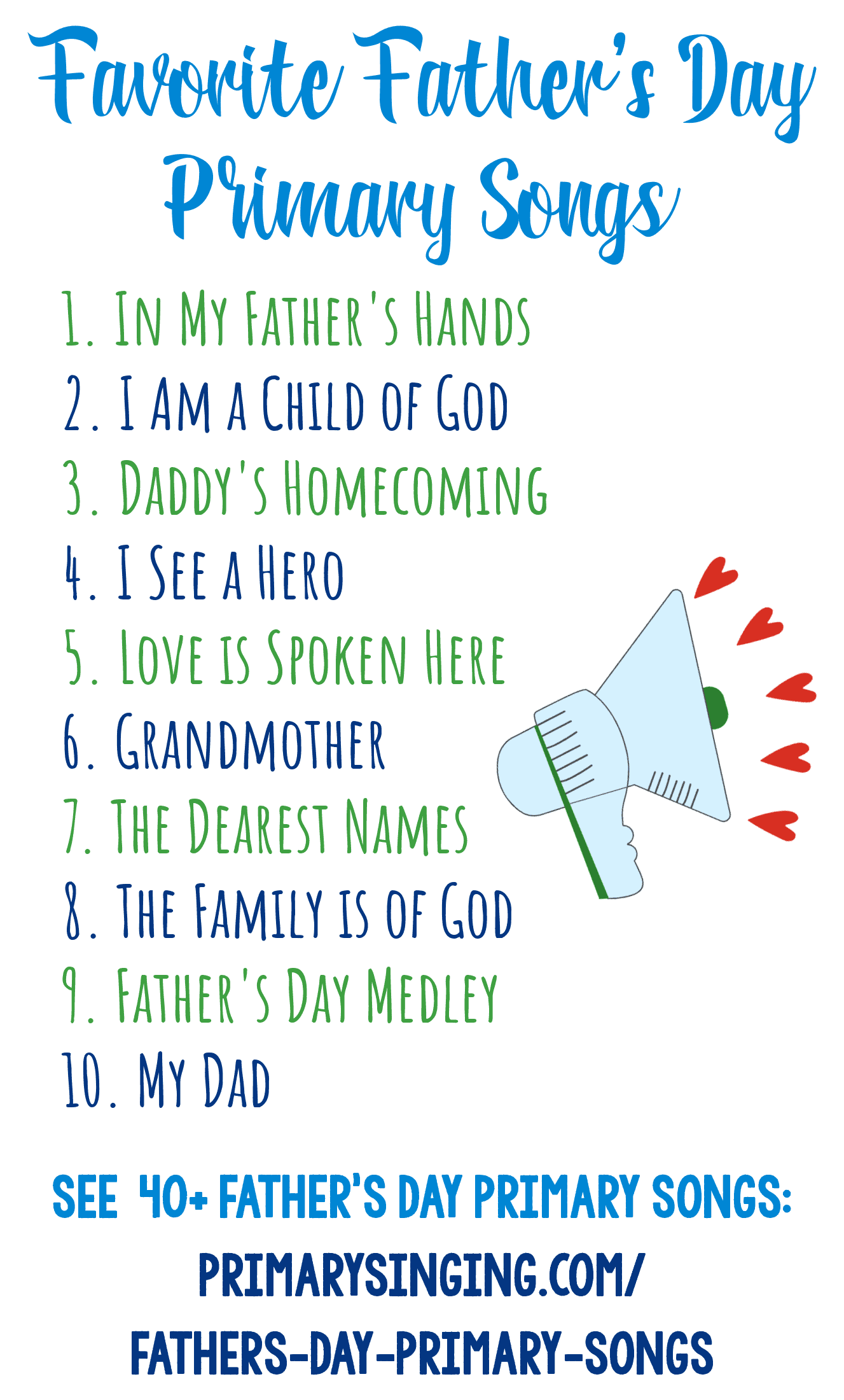 40 Favorite Father's Day Primary Songs with a massive list of LDS songs from the children's songbook, hymn book, and more!